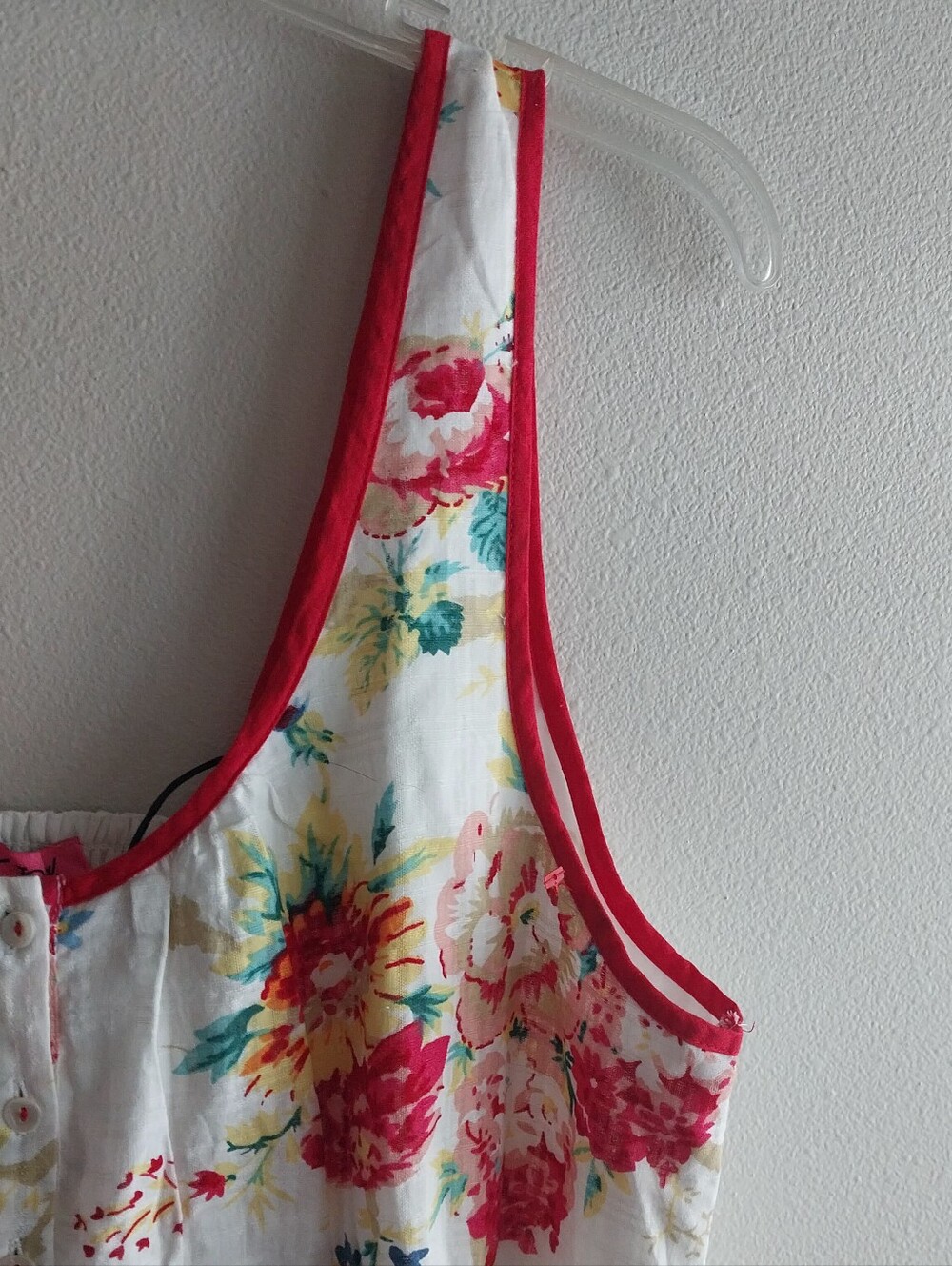 Betsey Johnson Riviera White & Red Floral Cotton Lined Sleeveless Midi Dress - Picture 3 of 10